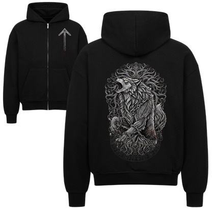 Fenrir & Yggdrasil Oversized Zipper Hoodie