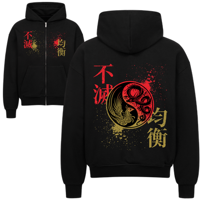 Immortal Balance Oversized Zipper Hoodie