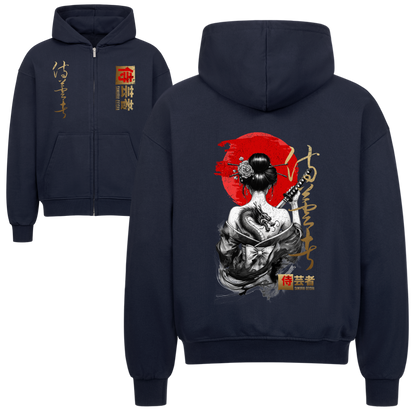 Samurai Geisha Oversized Zipper Hoodie