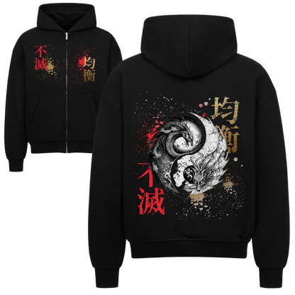 The Balance of Dragons Oversized Zipper Hoodie