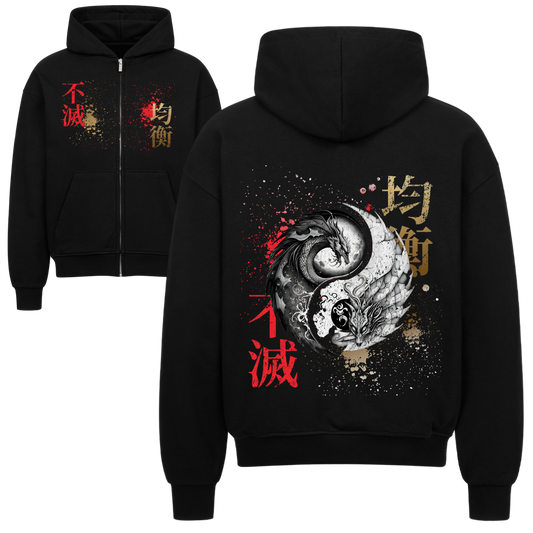 The Balance of Dragons Oversized Zipper Hoodie