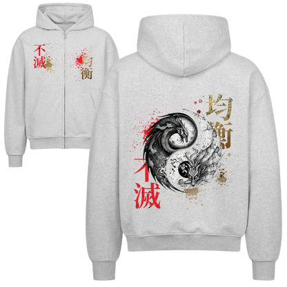 The Balance of Dragons Oversized Zipper Hoodie