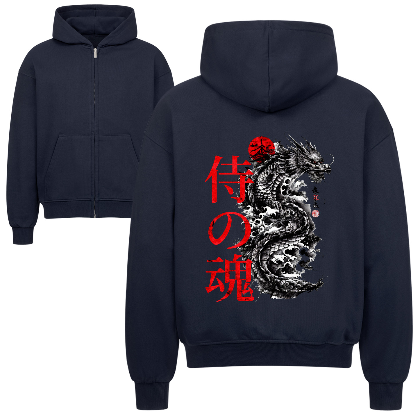 The Soul of Samurai Oversized Zipper Hoodie